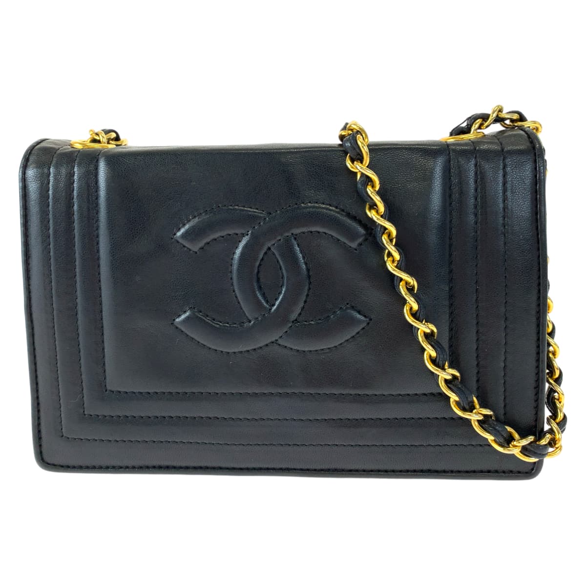 H-00481
CHANEL シャネル ココマーク ブラック 黒 ゴールド金具 ラムスキン チェーンショルダーバッグ 斜め掛け  レディース