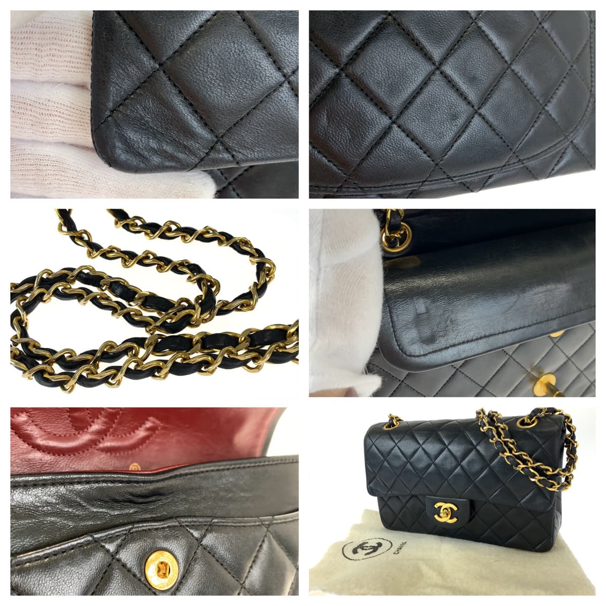 H-00483
CHANEL シャネル ヴィンテージ マトラッセ23 ダブルフラップ タイムレス ココマーク ターンロック ブラック 黒 ゴールド金具 ラムスキン Wチェーンショルダーバッグ 肩掛け  レディース