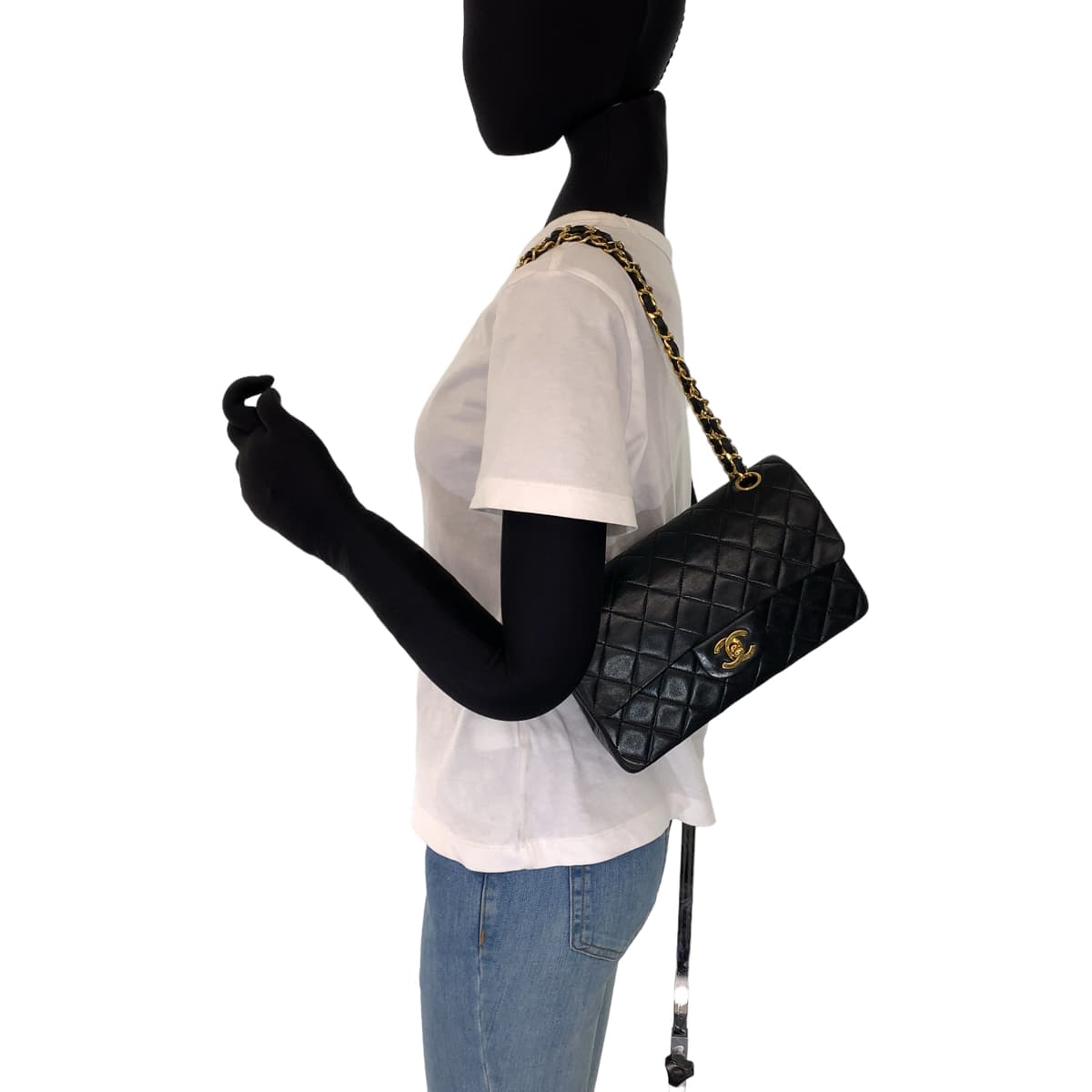 H-00483
CHANEL シャネル ヴィンテージ マトラッセ23 ダブルフラップ タイムレス ココマーク ターンロック ブラック 黒 ゴールド金具 ラムスキン Wチェーンショルダーバッグ 肩掛け  レディース