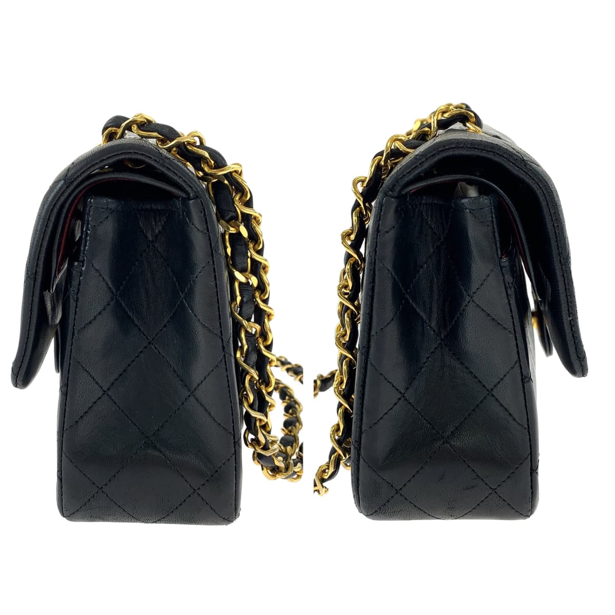 H-00483
CHANEL シャネル ヴィンテージ マトラッセ23 ダブルフラップ タイムレス ココマーク ターンロック ブラック 黒 ゴールド金具 ラムスキン Wチェーンショルダーバッグ 肩掛け  レディース