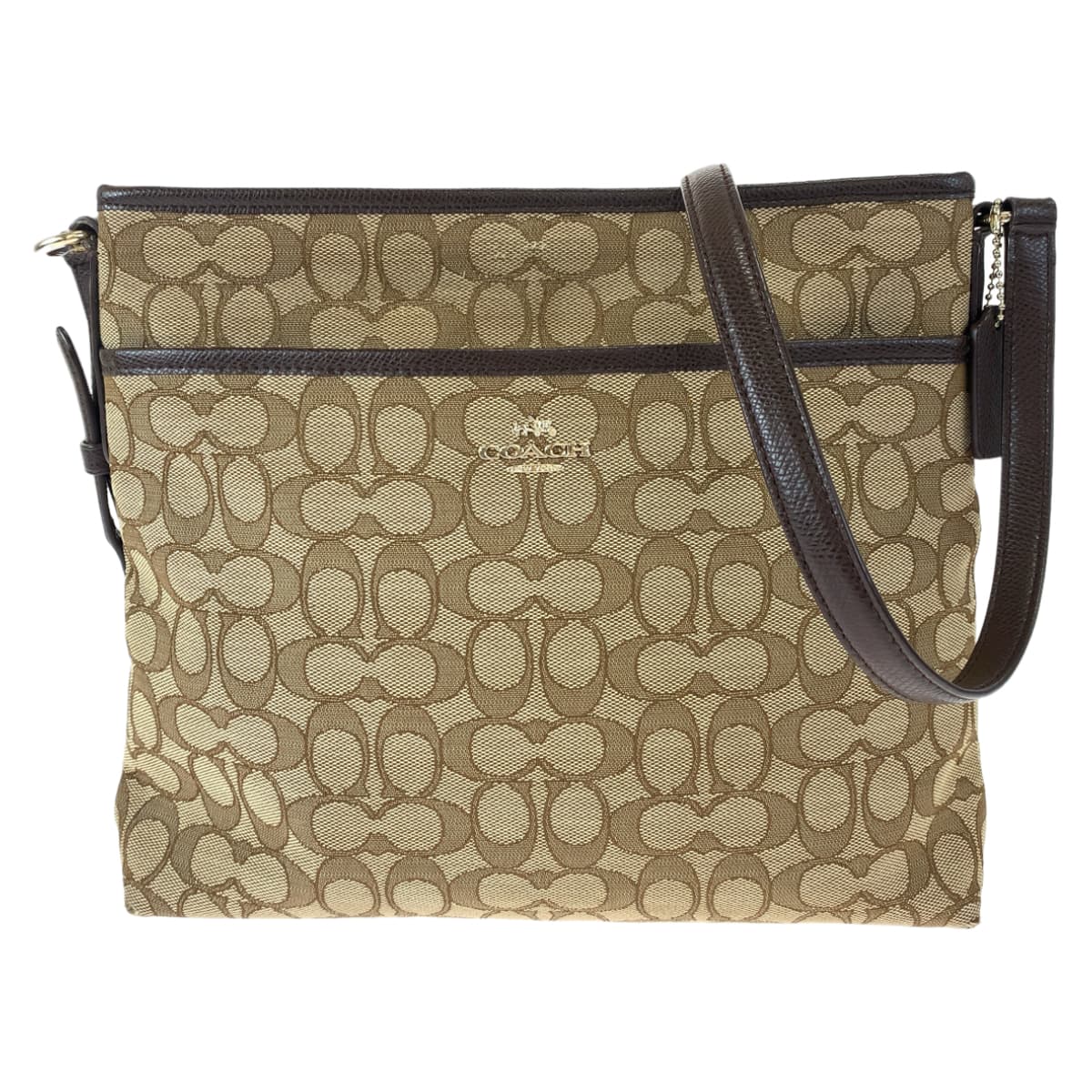12587
COACH コーチ シグネチャー ブラウン キャンバス / レザー F55363 ショルダーバッグ ポシェット 斜め掛け可能  レディース