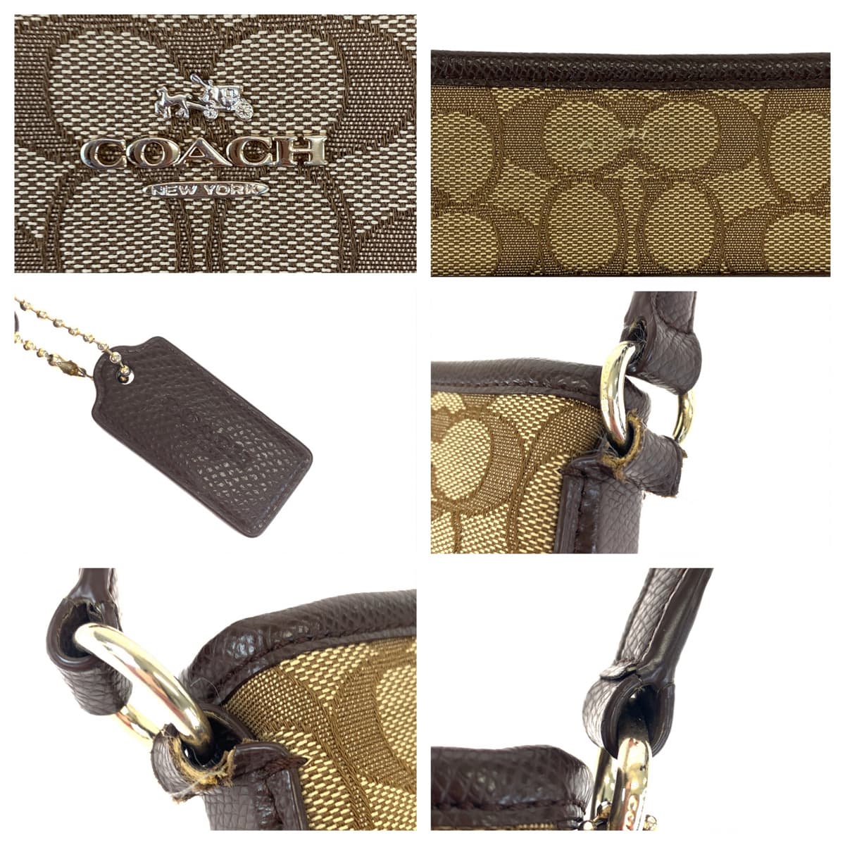 12587
COACH コーチ シグネチャー ブラウン キャンバス / レザー F55363 ショルダーバッグ ポシェット 斜め掛け可能  レディース