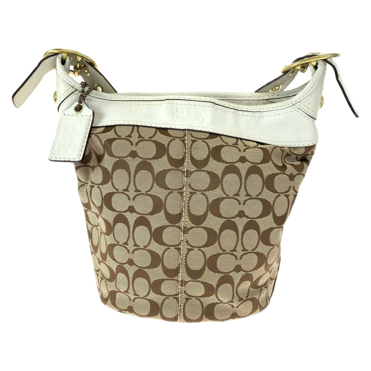 12582
 
COACH Signature Duffle Beige White Canvas/Leather 11437 Hobo Shoulder Bag Crossbody Bag for Women