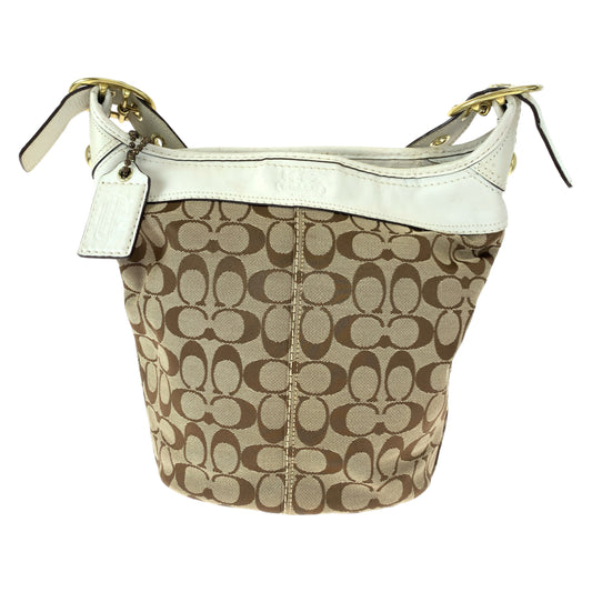 12582
COACH コーチ シグネチャー ダッフル ベージュ ホワイト キャンバス / レザー 11437 ホーボー ショルダーバッグ 斜め掛け可能  レディース AB5