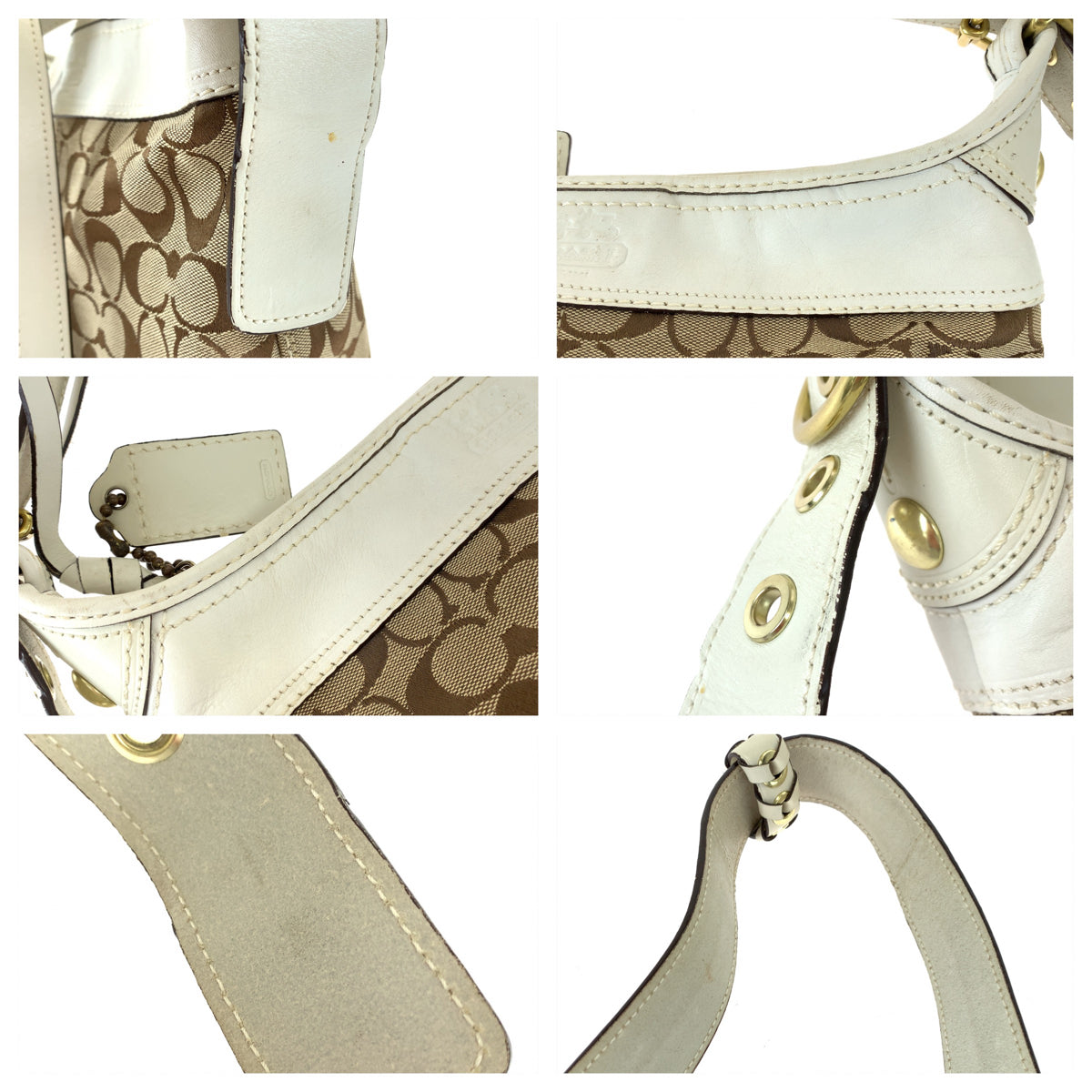 12582
 
COACH Signature Duffle Beige White Canvas/Leather 11437 Hobo Shoulder Bag Crossbody Bag for Women