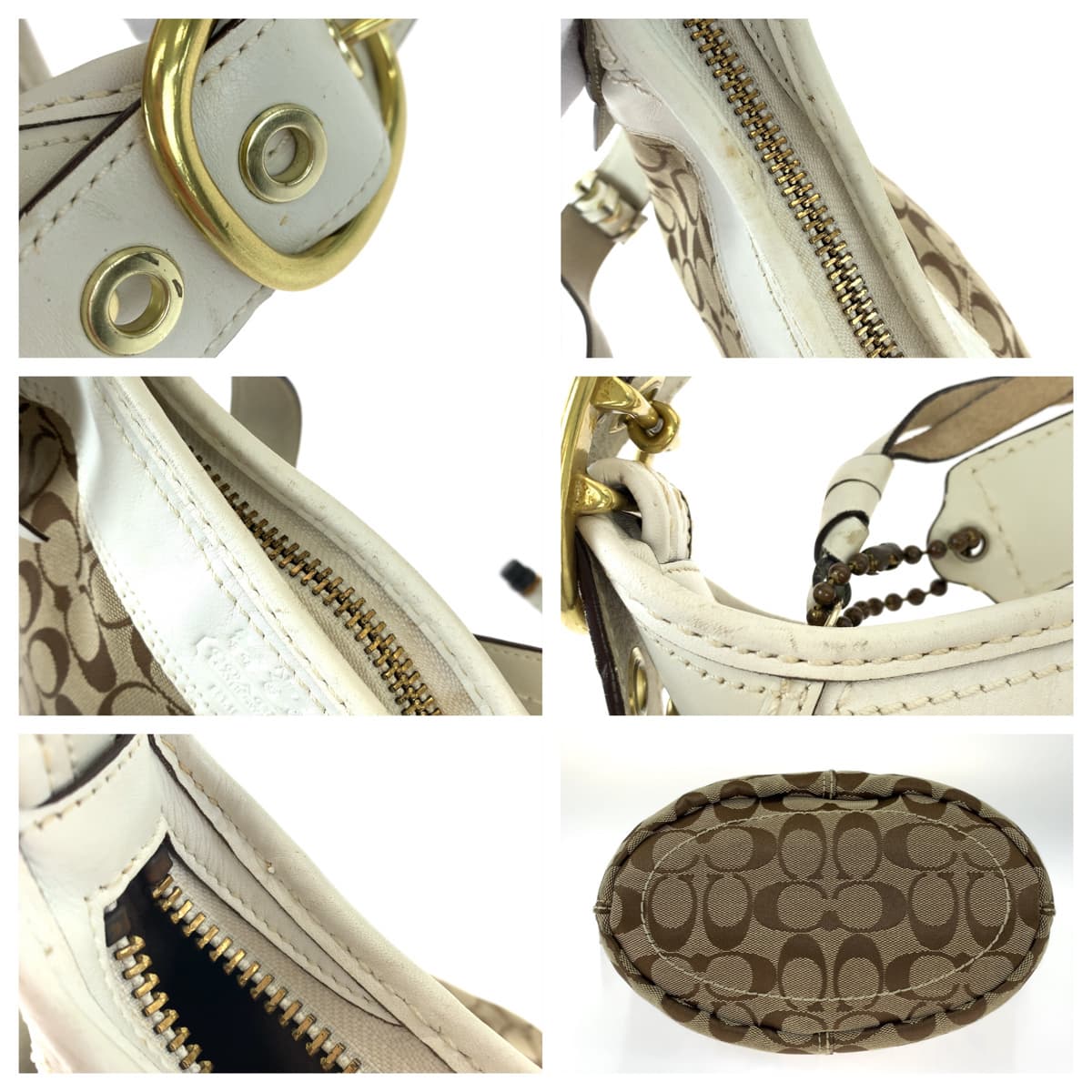 12582
 
COACH Signature Duffle Beige White Canvas/Leather 11437 Hobo Shoulder Bag Crossbody Bag for Women