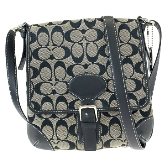 12581
COACH コーチ シグネチャー ブラック 黒 キャンバス 6079 ショルダーバッグ ポシェット 斜め掛け可能  レディース