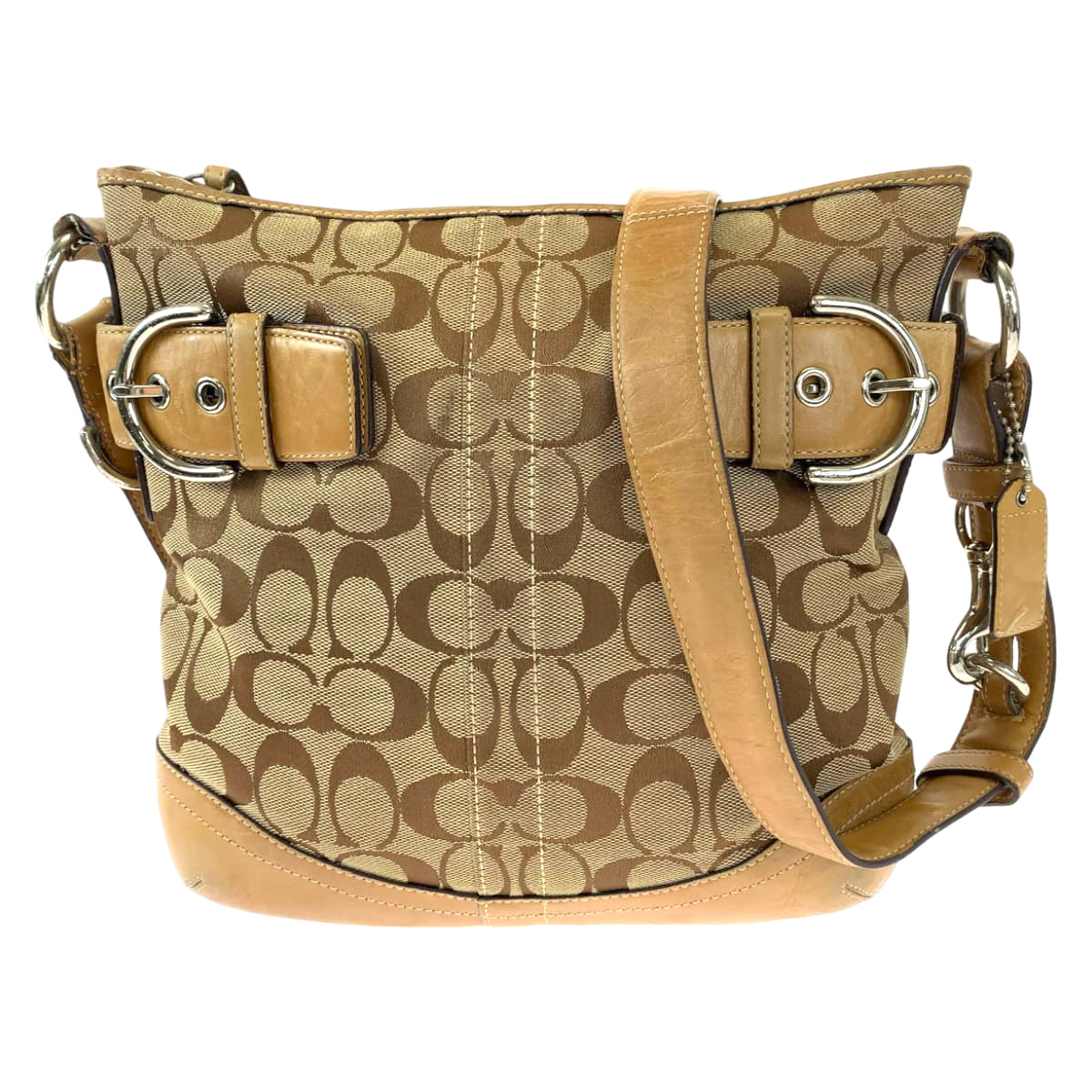 12580
 COACH Signature Brown Canvas 3574 Shoulder Bag Pochette Crossbody Bag for Women