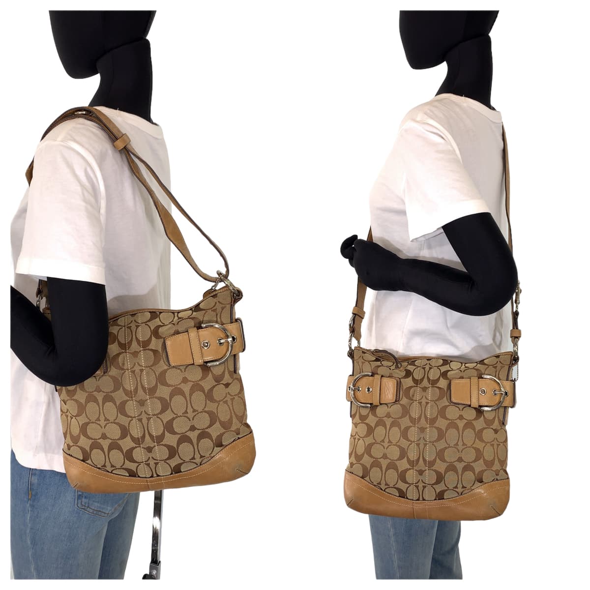 12580
 COACH Signature Brown Canvas 3574 Shoulder Bag Pochette Crossbody Bag for Women