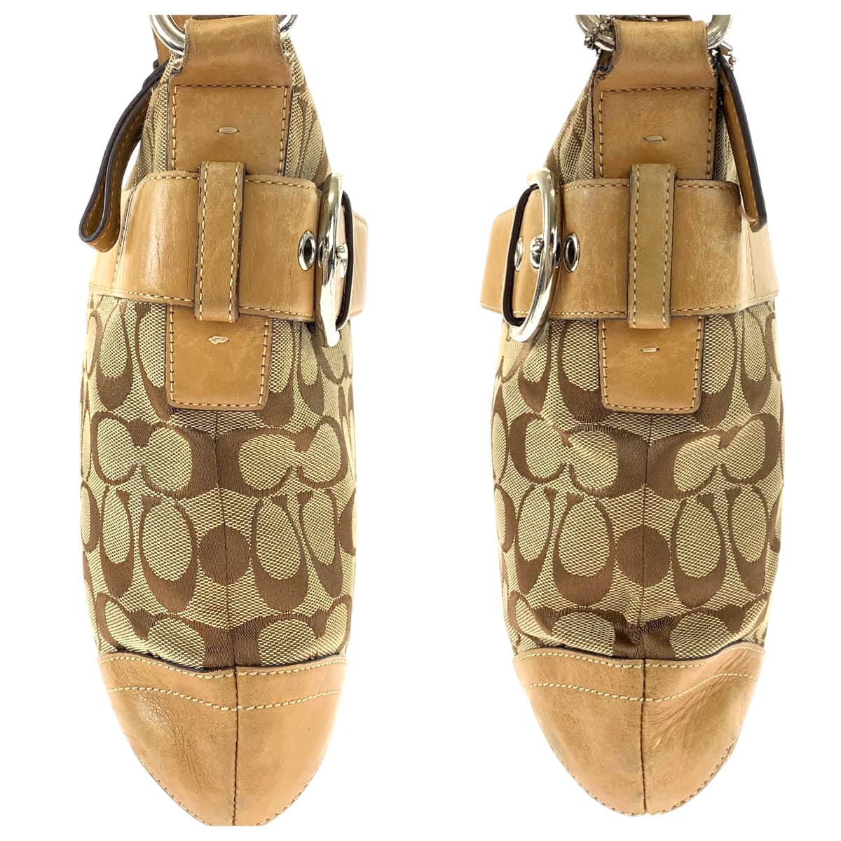 12580
 COACH Signature Brown Canvas 3574 Shoulder Bag Pochette Crossbody Bag for Women