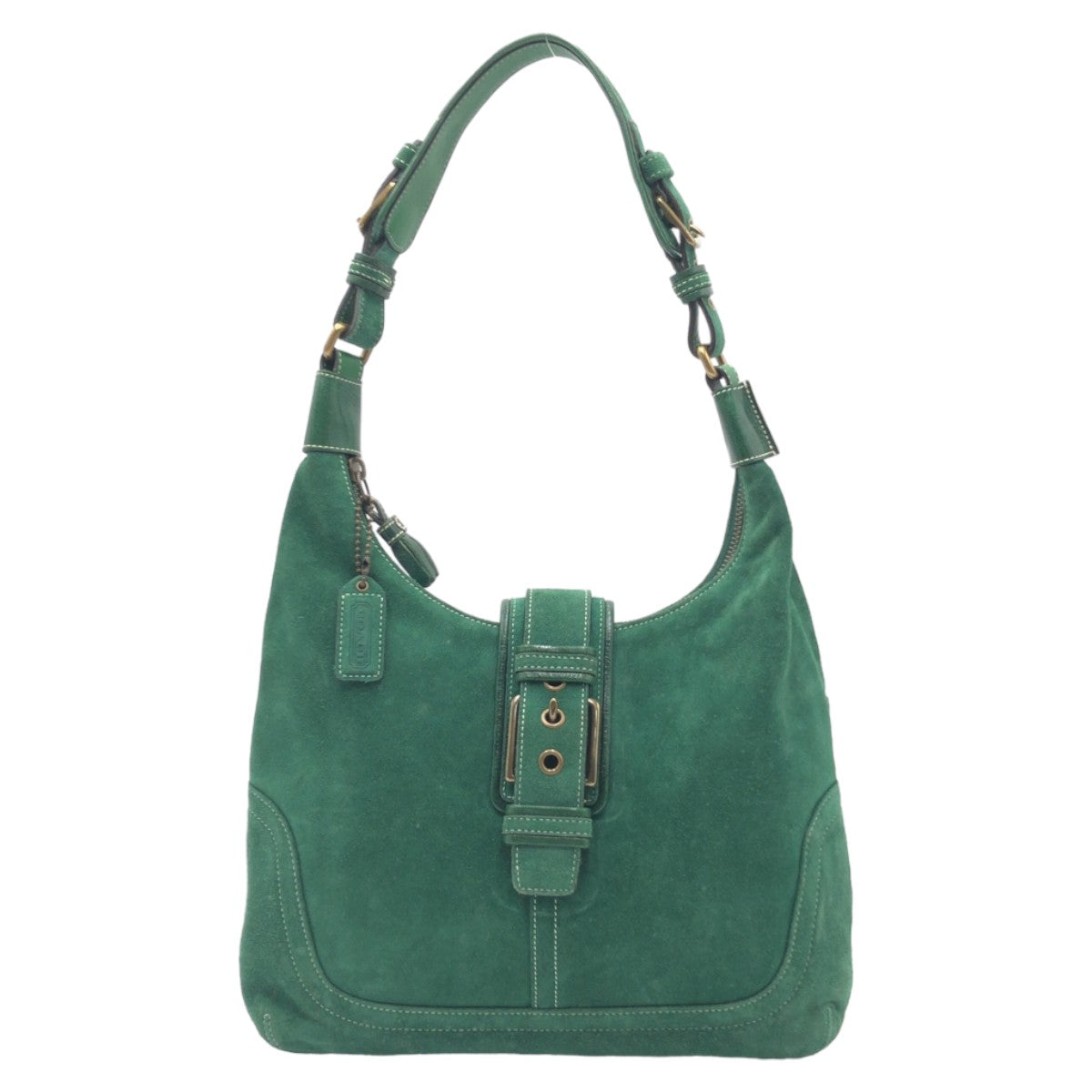 COACH コーチ グリーン 緑 ゴールド金具 スウェード 7472 ハンドバッグ ワンショルダーバッグ 肩掛け  レディース