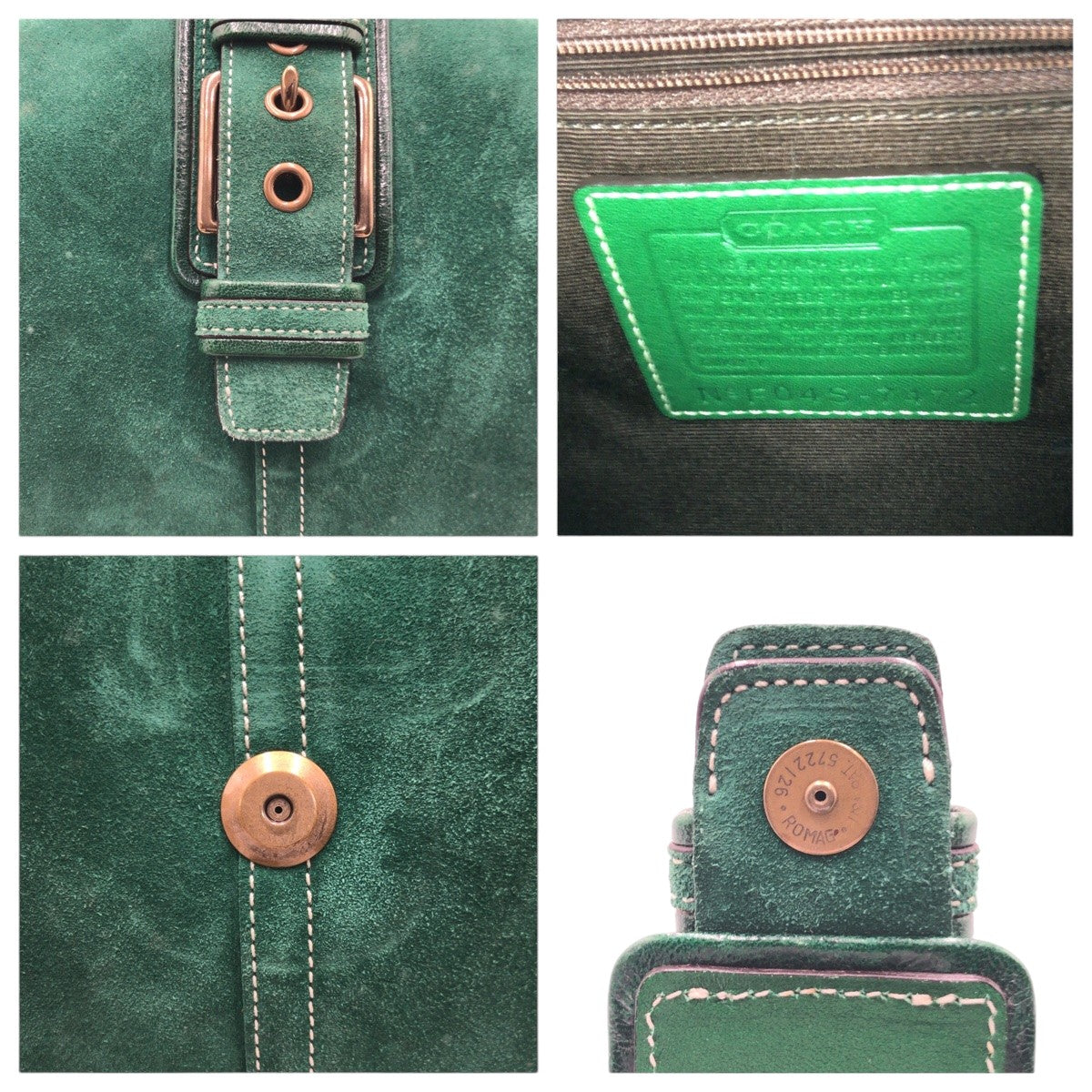 COACH コーチ グリーン 緑 ゴールド金具 スウェード 7472 ハンドバッグ ワンショルダーバッグ 肩掛け  レディース