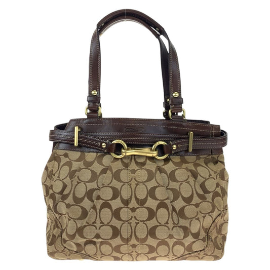 12576
COACH コーチ シグネチャー ベージュ ブラウン ゴールド金具 キャンバス / レザー 12467 トートバッグ ハンドバッグ  レディース