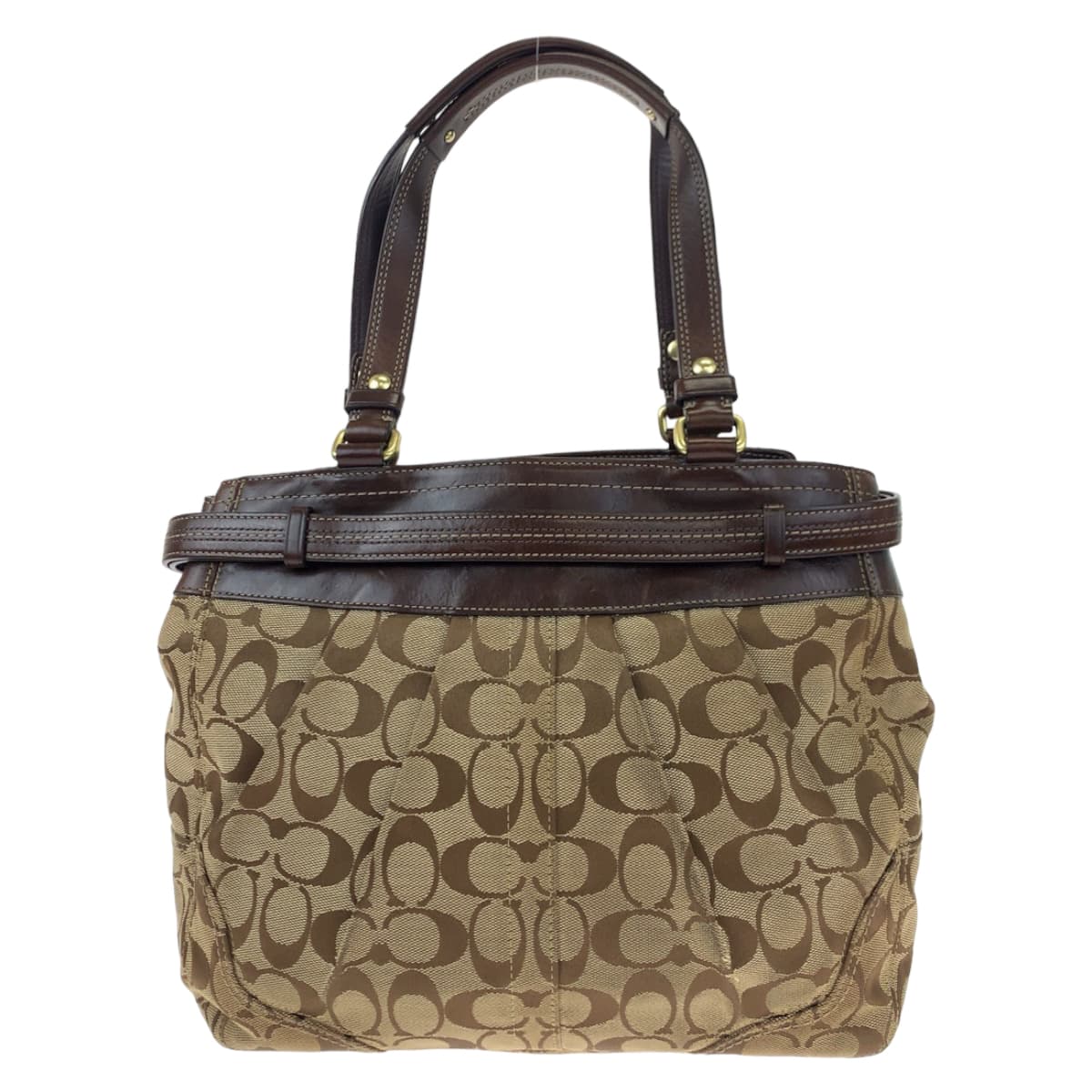 12576
COACH コーチ シグネチャー ベージュ ブラウン ゴールド金具 キャンバス / レザー 12467 トートバッグ ハンドバッグ  レディース