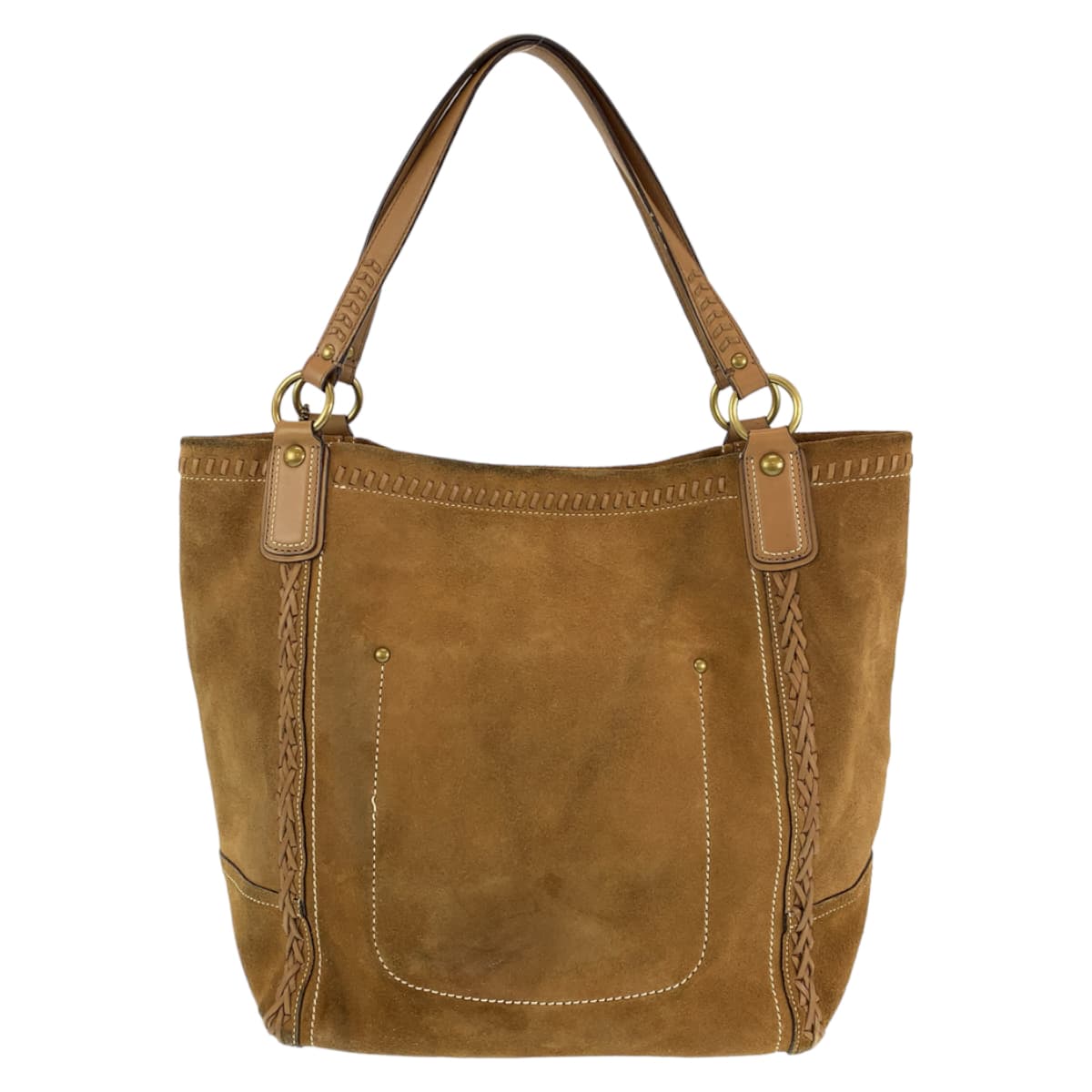 COACH コーチ ブラウン 茶 ゴールド金具 スウェード 肩掛け トートバッグ  レディース