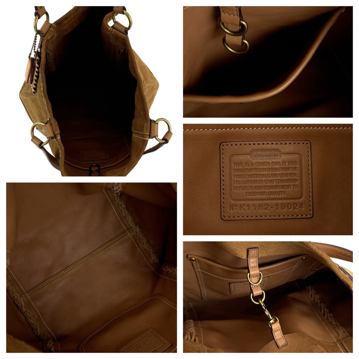 COACH コーチ ブラウン 茶 ゴールド金具 スウェード 肩掛け トートバッグ  レディース