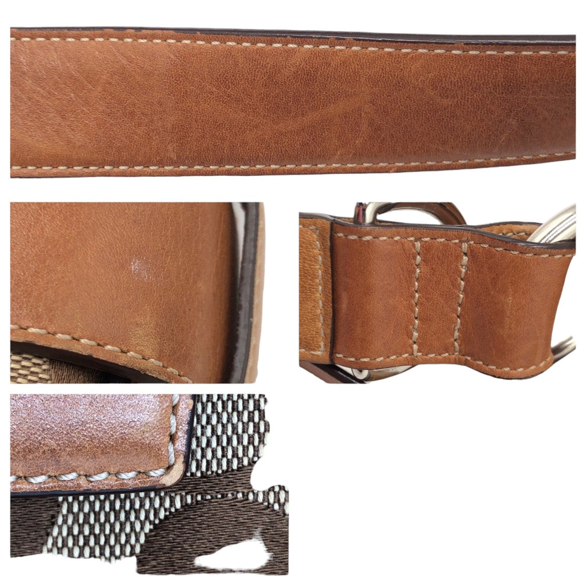 12574
 COACH Signature Brown Silver Hardware Canvas F03574 Shoulder Bag Pochette Crossbody Bag for Women