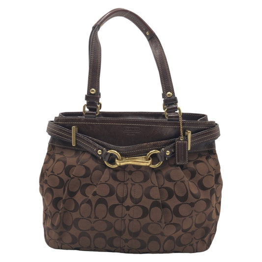 12573
COACH コーチ シグネチャー ブラウン ゴールド金具 キャンバス F15672 トートバッグ ハンドバッグ  レディース