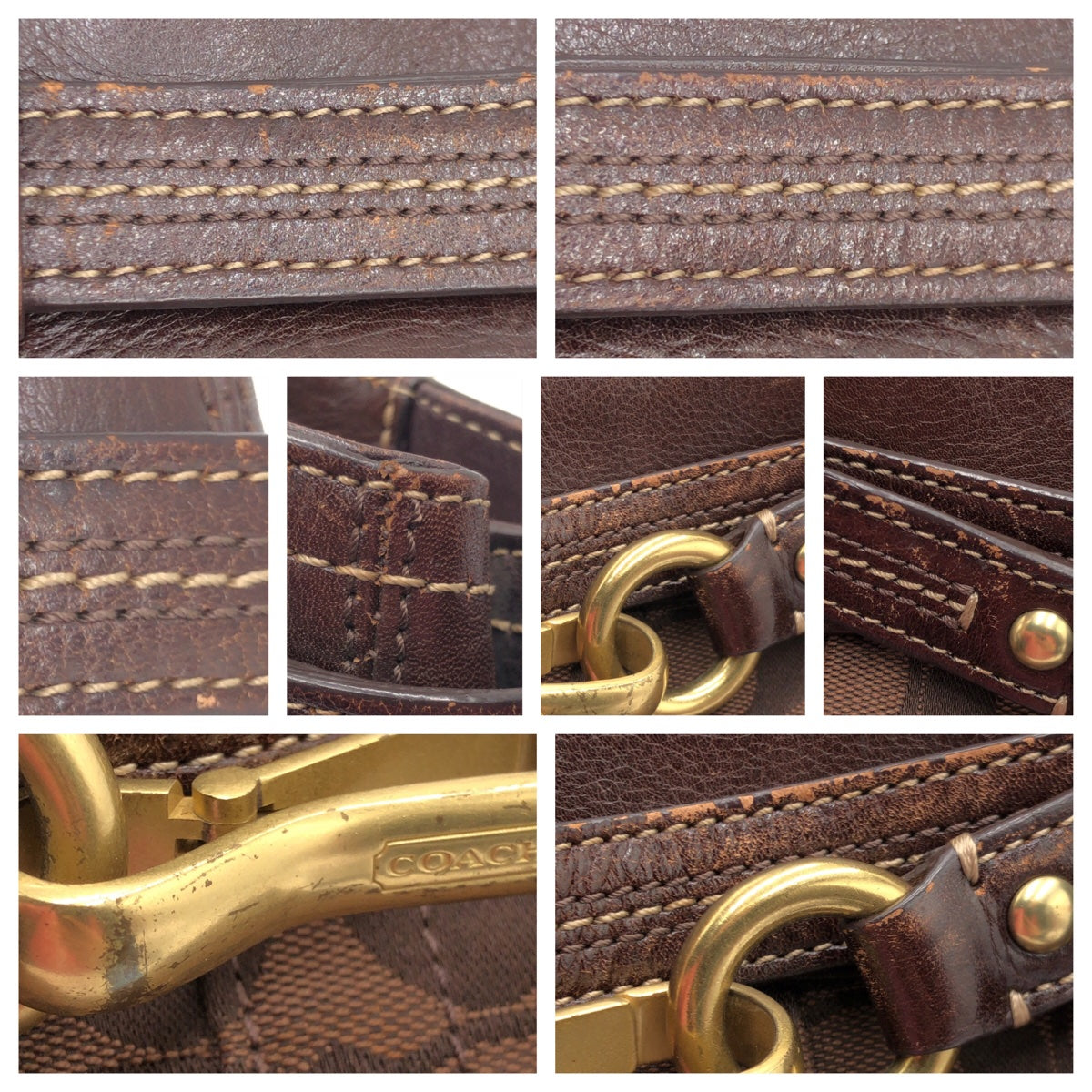 12573
COACH コーチ シグネチャー ブラウン ゴールド金具 キャンバス F15672 トートバッグ ハンドバッグ  レディース