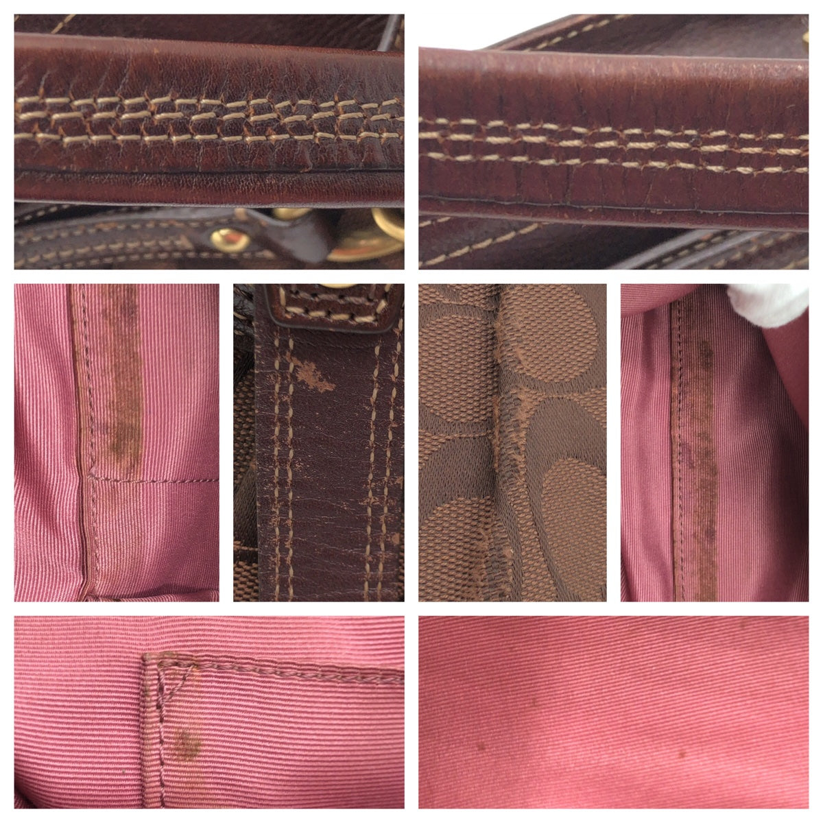 12573
COACH コーチ シグネチャー ブラウン ゴールド金具 キャンバス F15672 トートバッグ ハンドバッグ  レディース