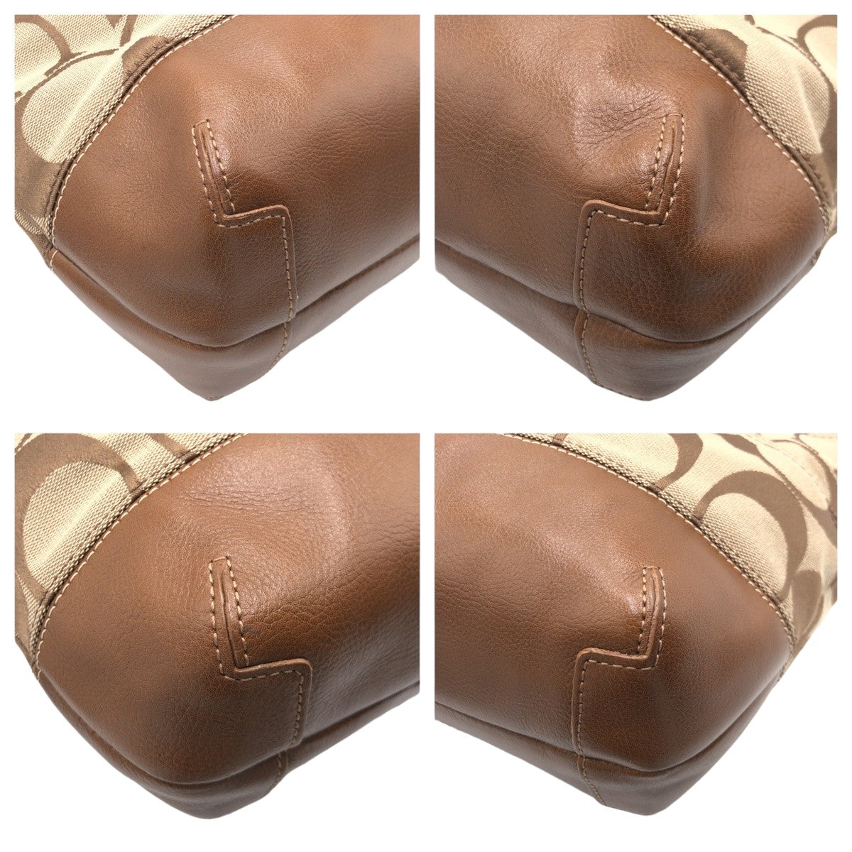 COACH コーチ シグネチャー ベージュ ブラウン シルバー金具 コットン 17491 ショルダーバッグ 2way 肩掛け  レディース