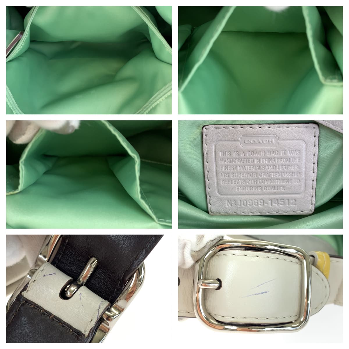 12569
COACH コーチ オプアート ペイトン ホワイト 白 ベージュ キャンバス 14512 ホーボー ショルダーバッグ  レディース