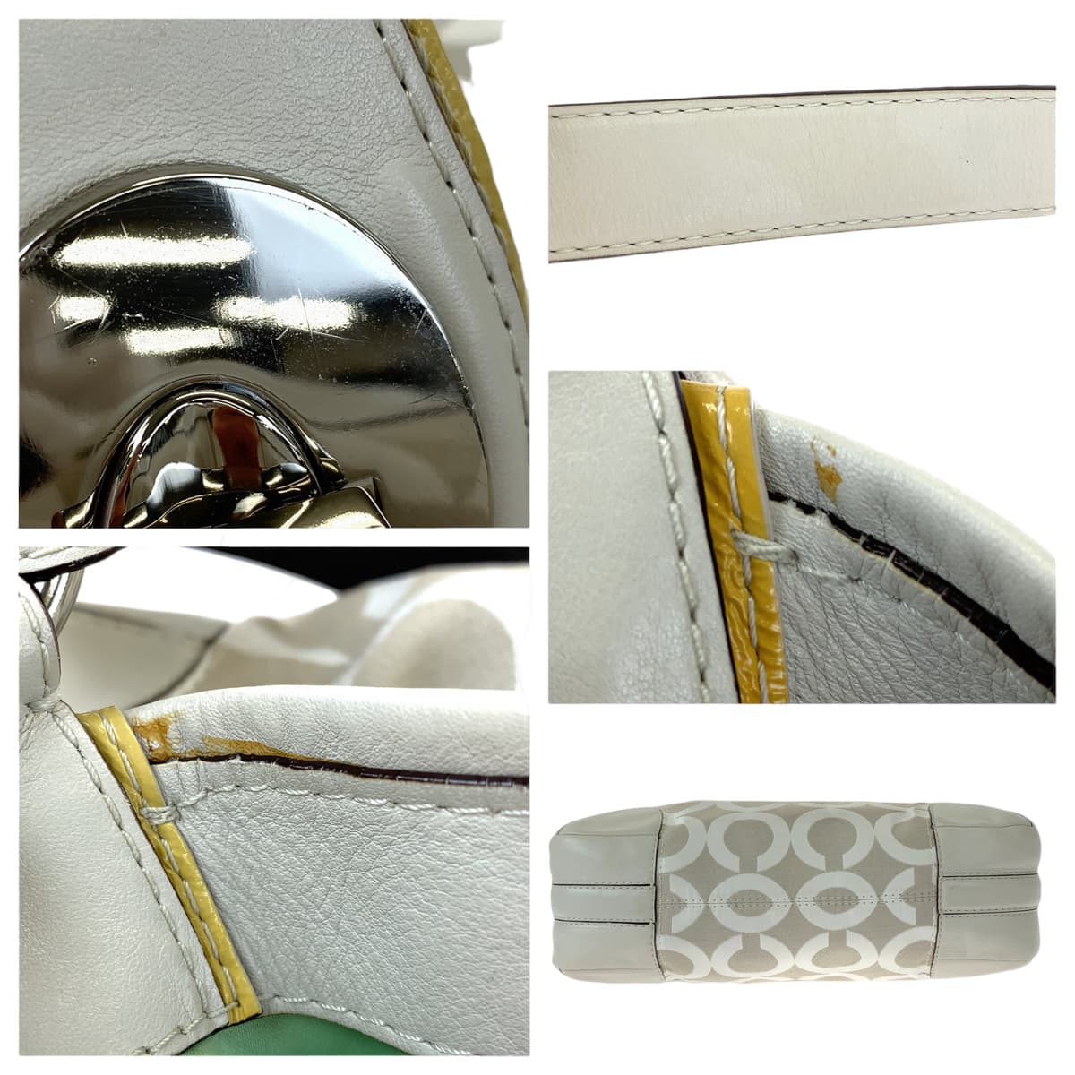 12569
COACH コーチ オプアート ペイトン ホワイト 白 ベージュ キャンバス 14512 ホーボー ショルダーバッグ  レディース