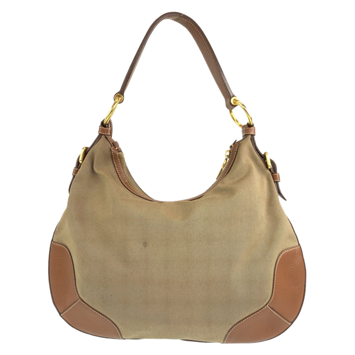 H-00487
PRADA プラダ ジャガード ブラウン 茶 キャンバス / レザー ショルダーバッグ 肩掛け  レディース