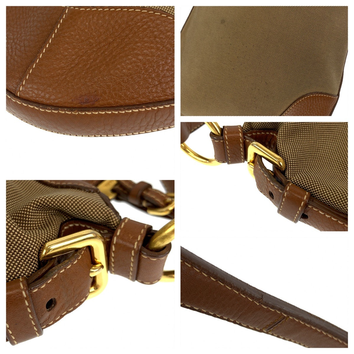 H-00487
PRADA プラダ ジャガード ブラウン 茶 キャンバス / レザー ショルダーバッグ 肩掛け  レディース