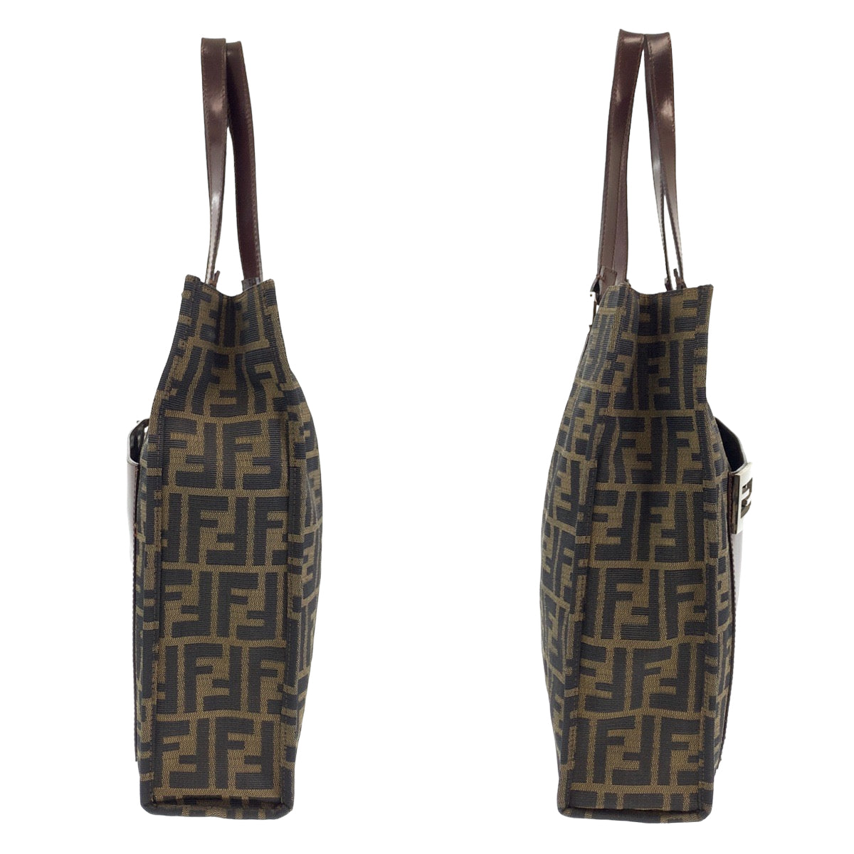 10346
FENDI フェンディ ヴィンテージ ズッカ柄 ブラウン シルバー金具 キャンバス トートバッグ ハンドバッグ  レディース