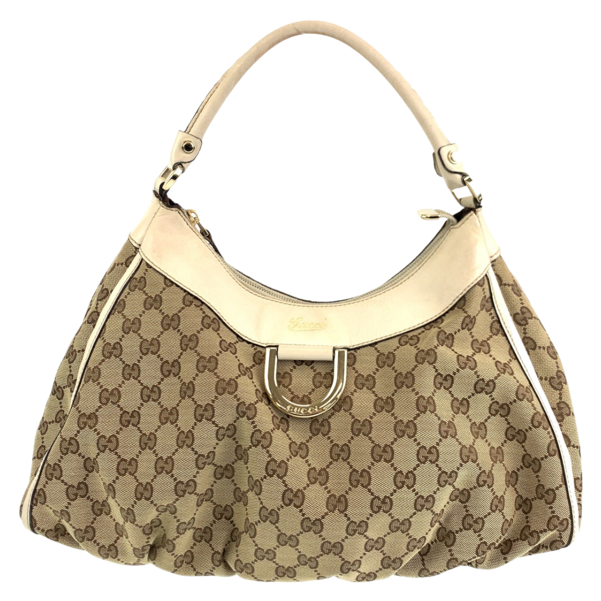 H-00489
GUCCI グッチ アビー ブラウン ホワイト GGキャンバス / レザー 189833 ショルダーバッグ ハンドバッグ  レディース