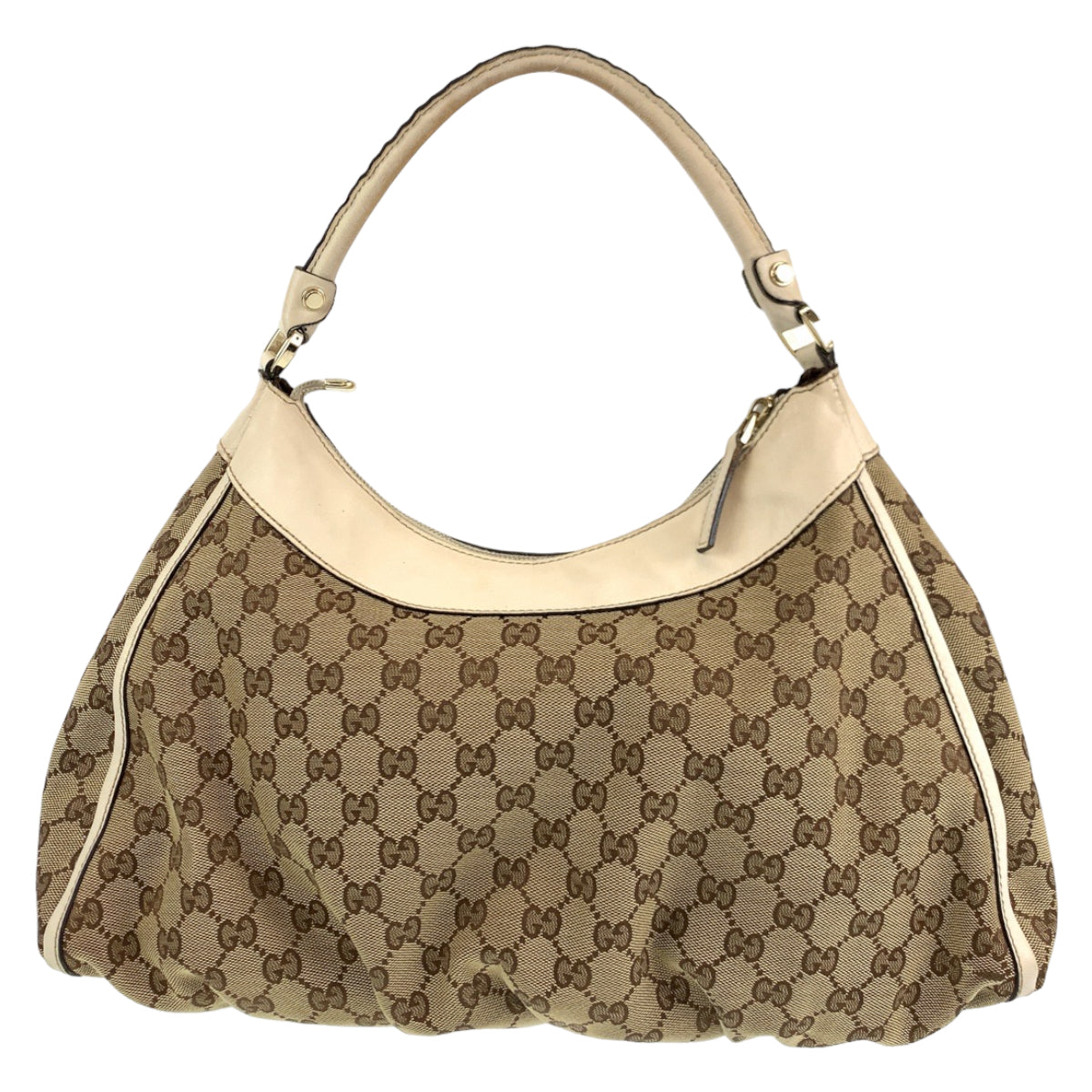 H-00489
GUCCI グッチ アビー ブラウン ホワイト GGキャンバス / レザー 189833 ショルダーバッグ ハンドバッグ  レディース
