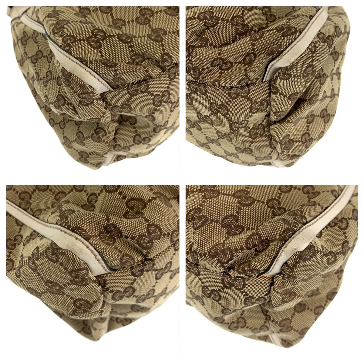 H-00489
GUCCI グッチ アビー ブラウン ホワイト GGキャンバス / レザー 189833 ショルダーバッグ ハンドバッグ  レディース