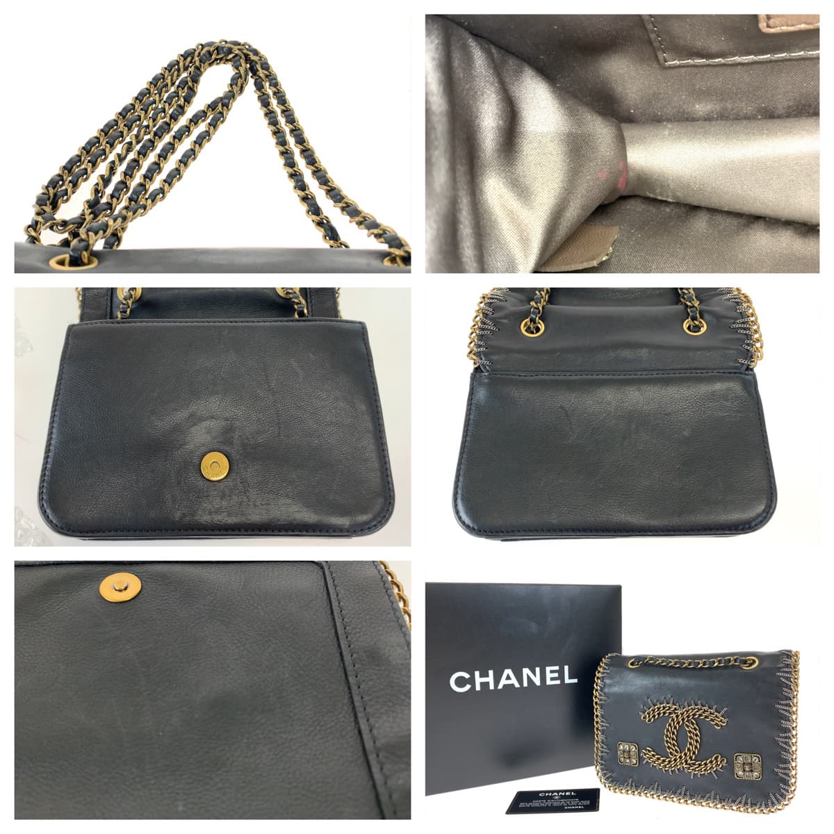 H-00491
CHANEL シャネル ココマーク ビーズ ブラック 黒 ゴールド金具 ラムスキン ショルダーバッグ 斜め掛け  レディース