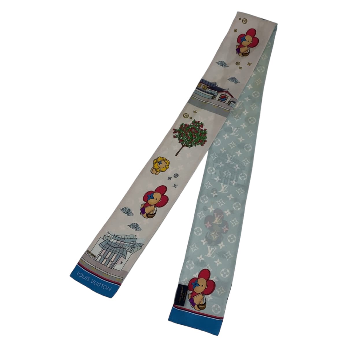 10353
LOUIS VUITTON ルイヴィトン モノグラム バンドー・ヴィヴィエンヌ ソウル ピンク ライトブルー マルチカラー シルク M77934 スカーフ  レディース