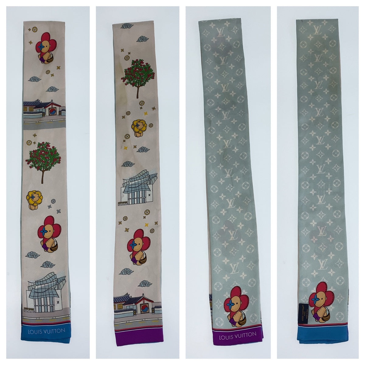 10353
LOUIS VUITTON ルイヴィトン モノグラム バンドー・ヴィヴィエンヌ ソウル ピンク ライトブルー マルチカラー シルク M77934 スカーフ  レディース