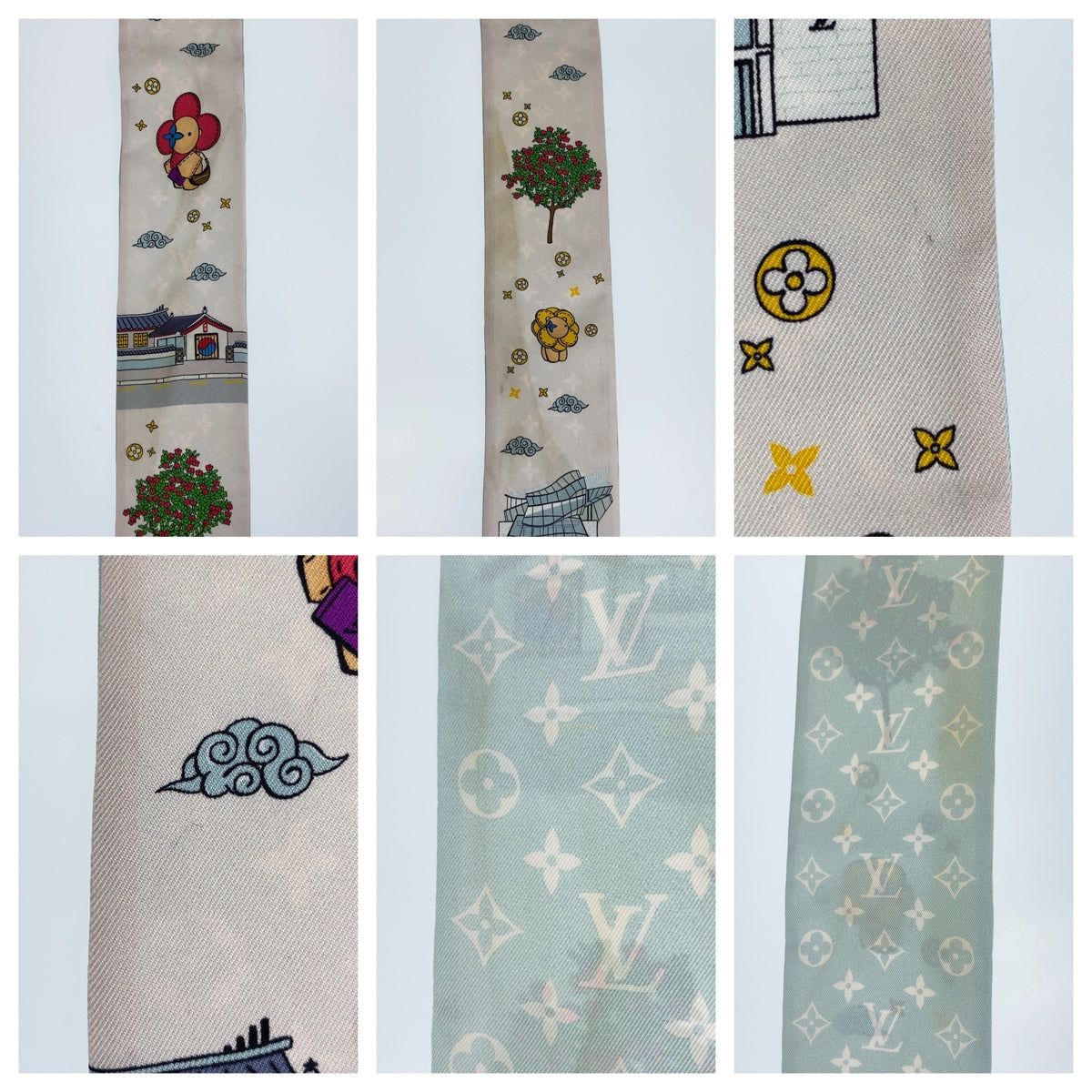 10353
LOUIS VUITTON ルイヴィトン モノグラム バンドー・ヴィヴィエンヌ ソウル ピンク ライトブルー マルチカラー シルク M77934 スカーフ  レディース