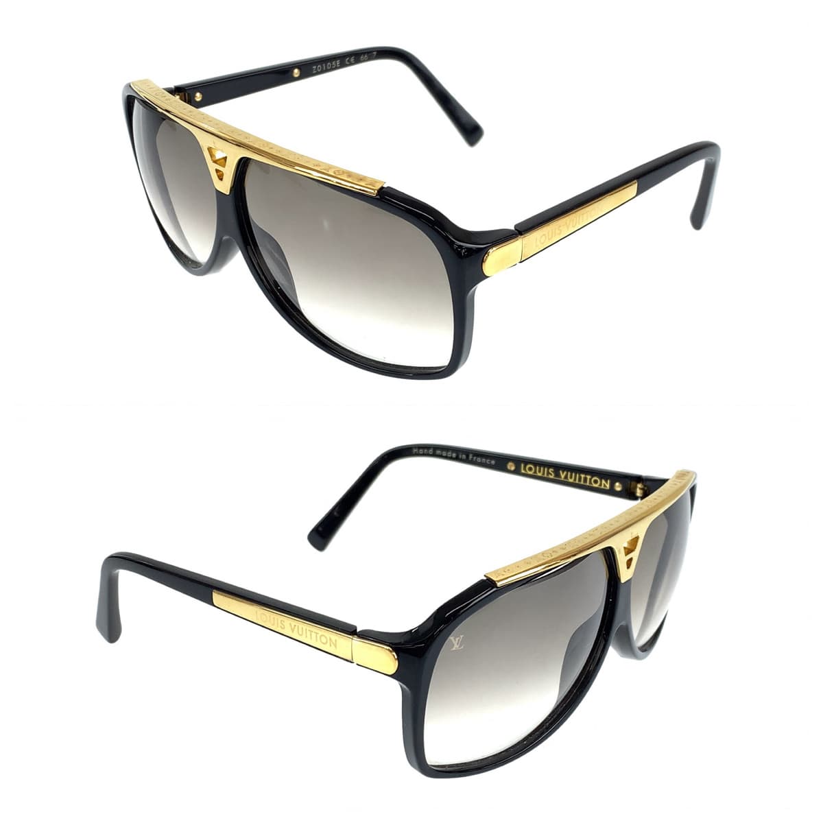 D-012
LOUIS VUITTON ルイヴィトン エヴィダンス ブラック 黒 ゴールド プラスチック Z0105E 66□7 サングラス ウェリントン  メンズ