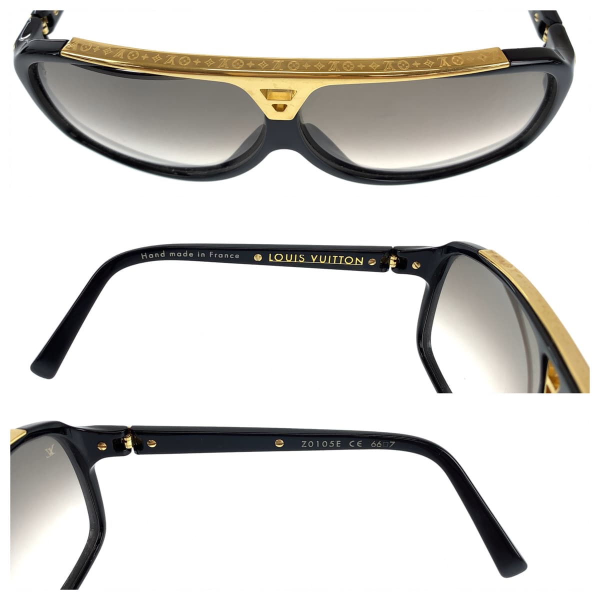 D-012
LOUIS VUITTON ルイヴィトン エヴィダンス ブラック 黒 ゴールド プラスチック Z0105E 66□7 サングラス ウェリントン  メンズ