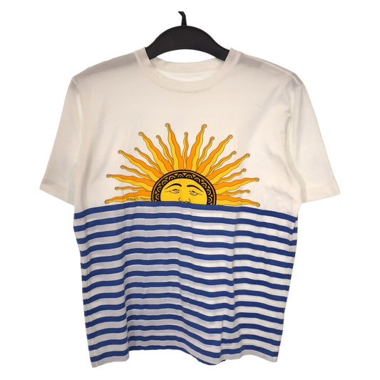 H-00497
HERMES エルメス 太陽 ボーダー サイズM ホワイト 白 コットン 半袖Tシャツ カットソー  レディース