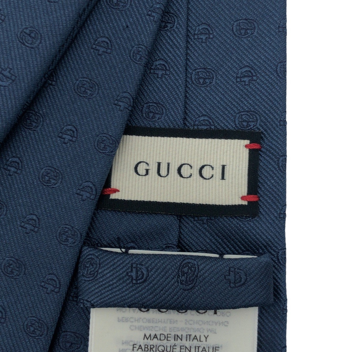 GUCCI グッチ ダブルG ホースビット ブルー 青 シルク ネクタイ 剣先7cm  メンズ