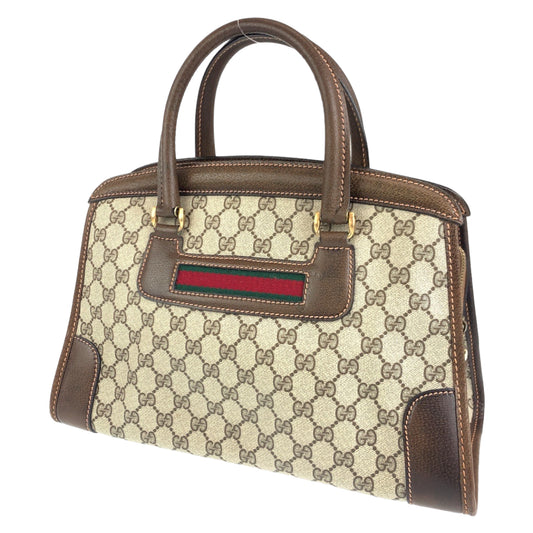 H-00498
GUCCI グッチ ヴィンテージ シェリーライン オールドグッチ ブラウン 茶 GGスプリームキャンバス ハンドバッグ トートバッグ  レディース