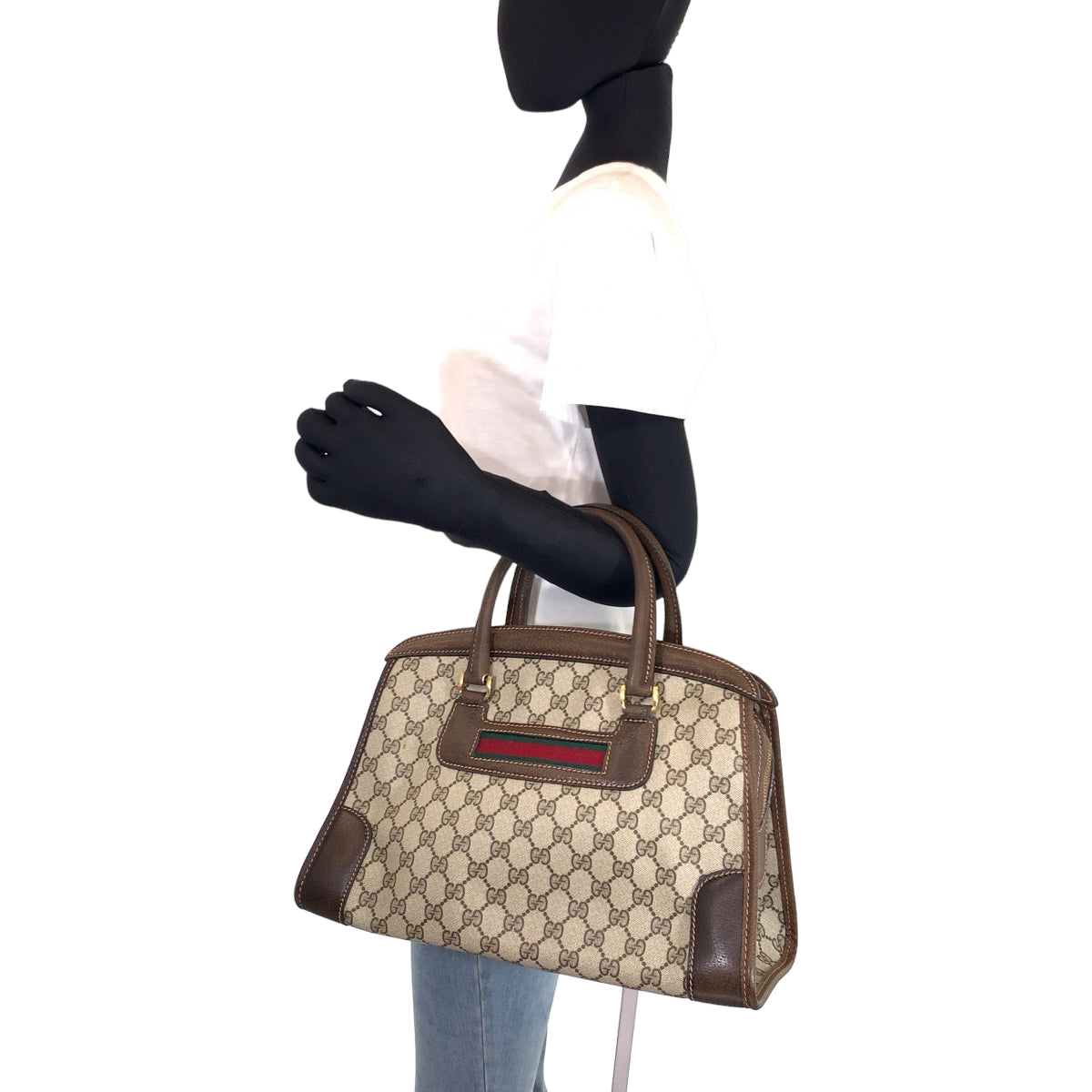 H-00498
GUCCI グッチ ヴィンテージ シェリーライン オールドグッチ ブラウン 茶 GGスプリームキャンバス ハンドバッグ トートバッグ  レディース