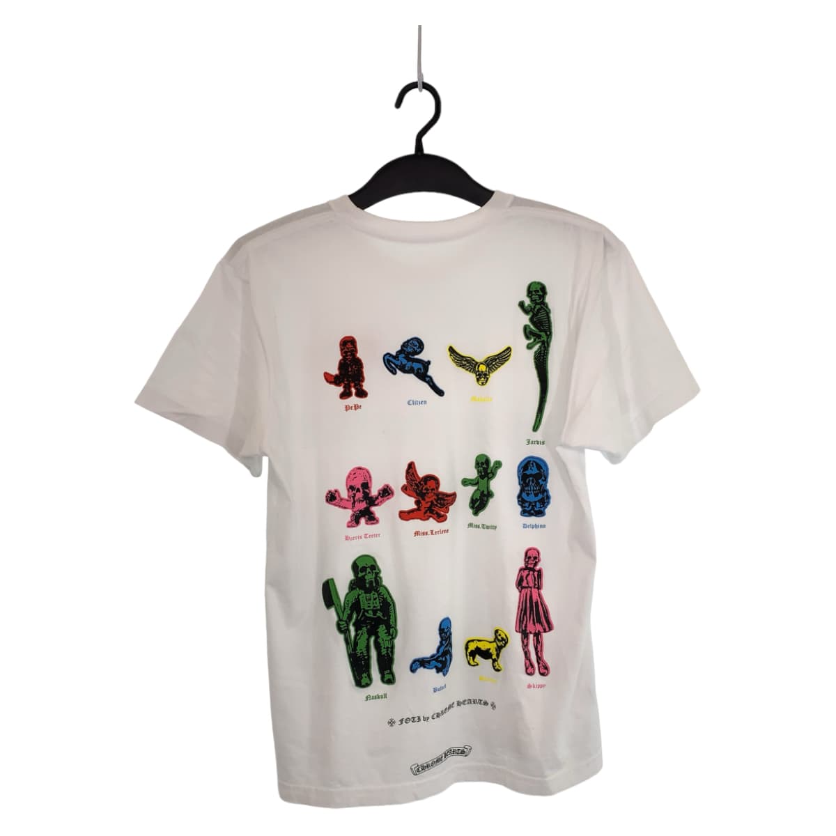 H-00502
CHROME HEARTS クロムハーツ FOTI サイズL ホワイト 白 マルチカラー コットン 半袖Tシャツ クルーネック  メンズ