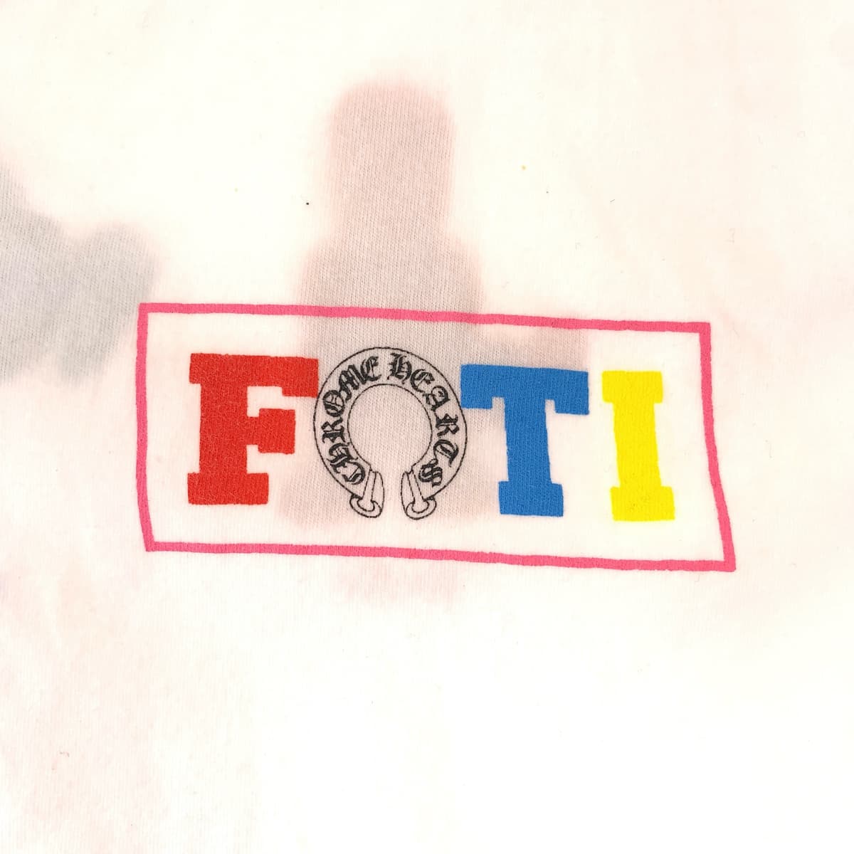 H-00502
CHROME HEARTS クロムハーツ FOTI サイズL ホワイト 白 マルチカラー コットン 半袖Tシャツ クルーネック  メンズ