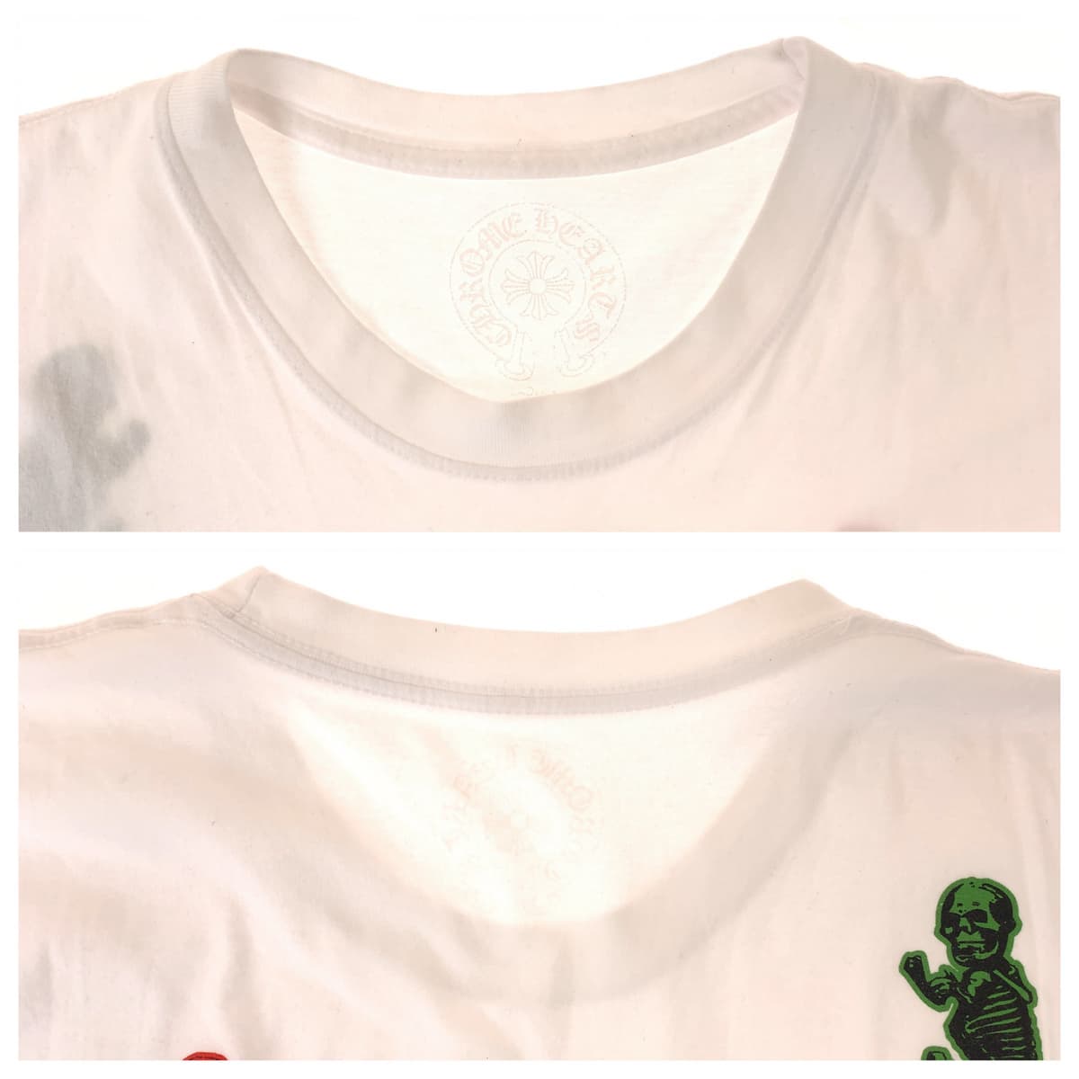 H-00502
CHROME HEARTS クロムハーツ FOTI サイズL ホワイト 白 マルチカラー コットン 半袖Tシャツ クルーネック  メンズ