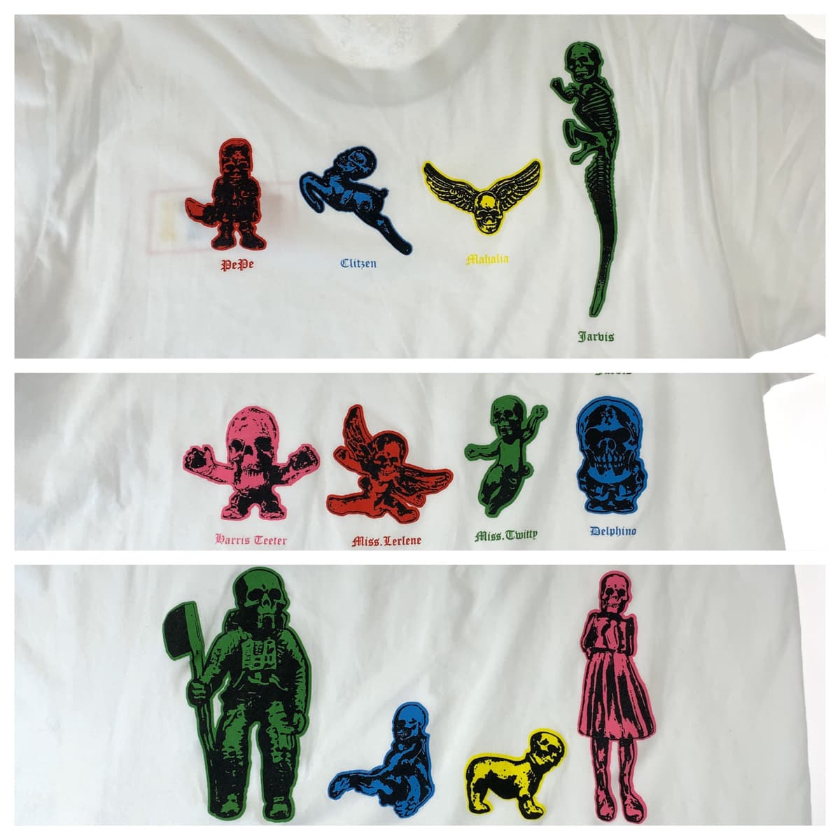 H-00502
CHROME HEARTS クロムハーツ FOTI サイズL ホワイト 白 マルチカラー コットン 半袖Tシャツ クルーネック  メンズ