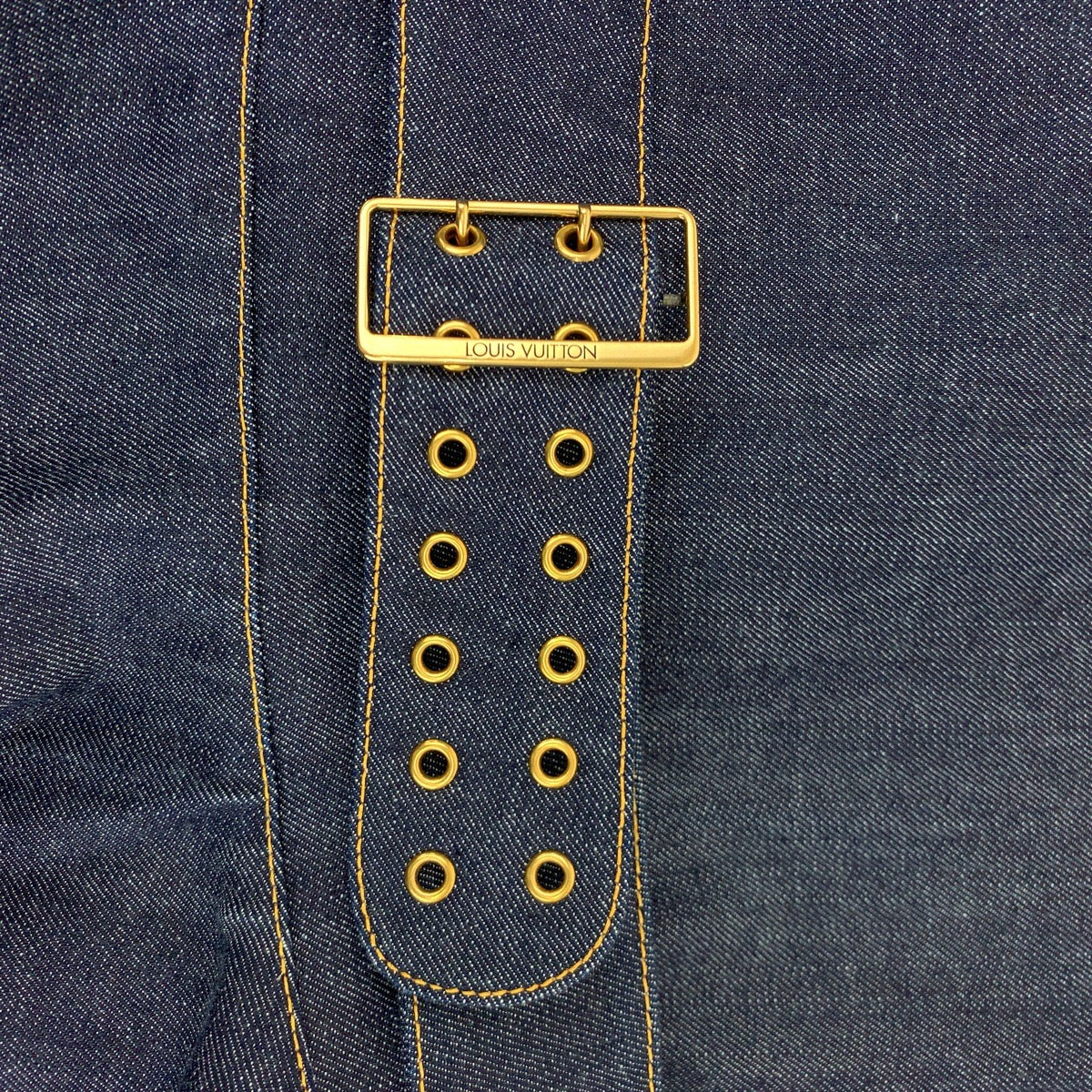 10359
LOUIS VUITTON ルイヴィトン Vステッチ サイズ38 ブルー インディゴ デニム RW181W FGK FEDR15 半袖 ワンピース ベルト付き  レディース SA55
