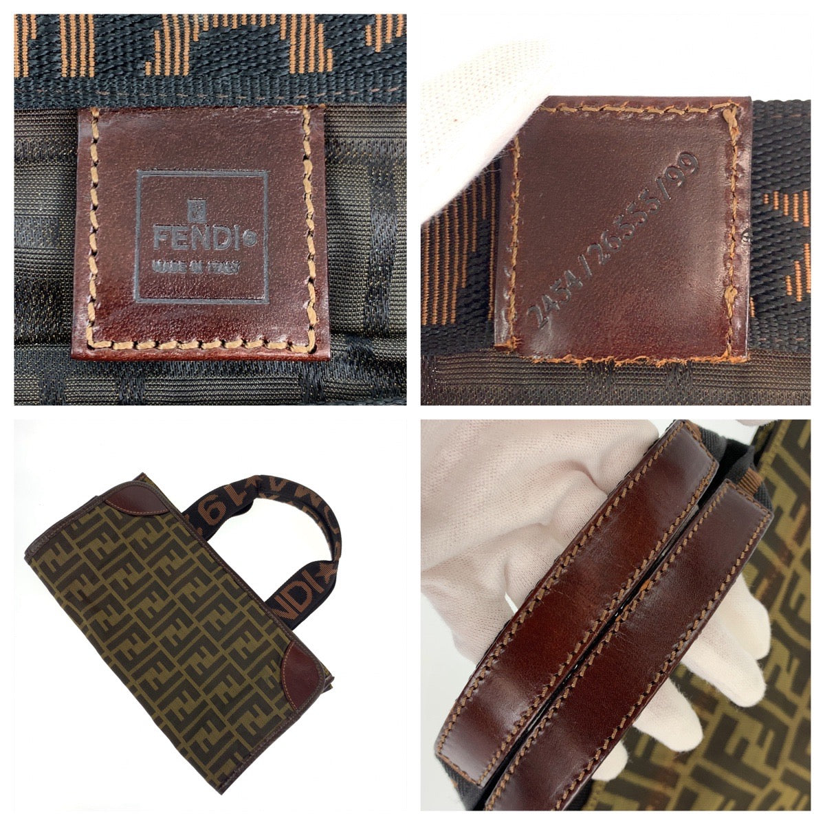 10361
FENDI フェンディ ヴィンテージ ズッカ柄 ブラウン キャンバス / レザー 2454 26555 99 トートバッグ ハンドバッグ 折り畳み可能  レディース