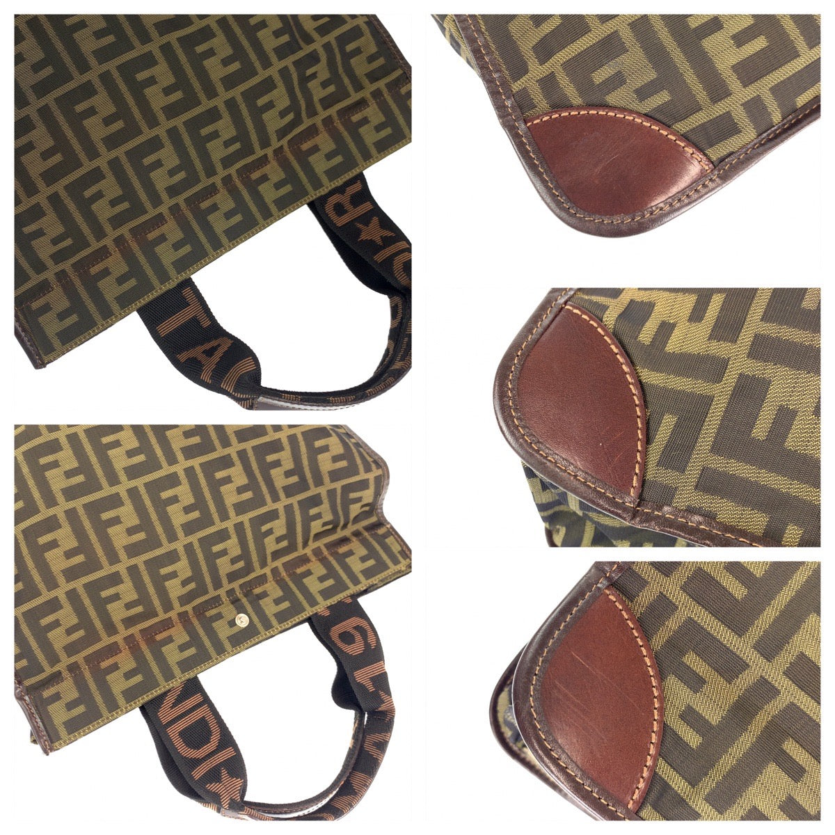 10361
FENDI フェンディ ヴィンテージ ズッカ柄 ブラウン キャンバス / レザー 2454 26555 99 トートバッグ ハンドバッグ 折り畳み可能  レディース